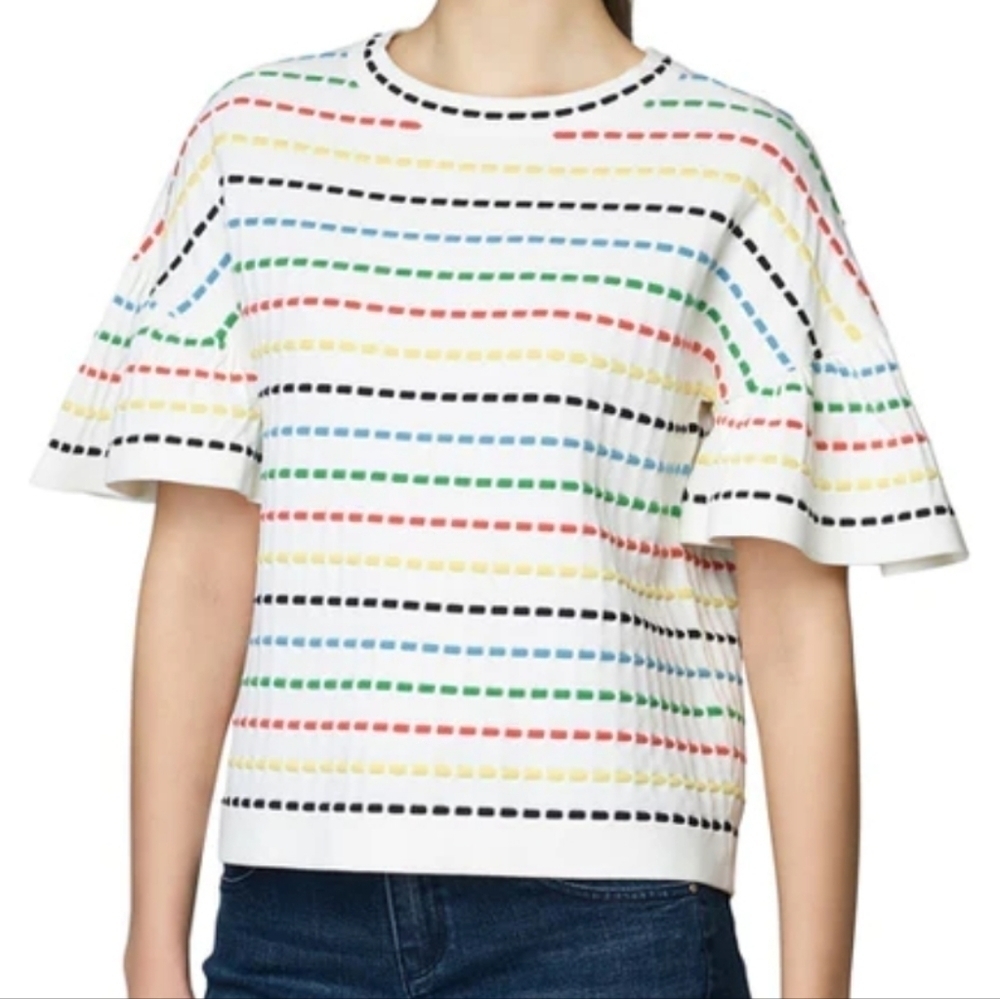 Etcetera Ottoman White Ruffled Sweater Size XS